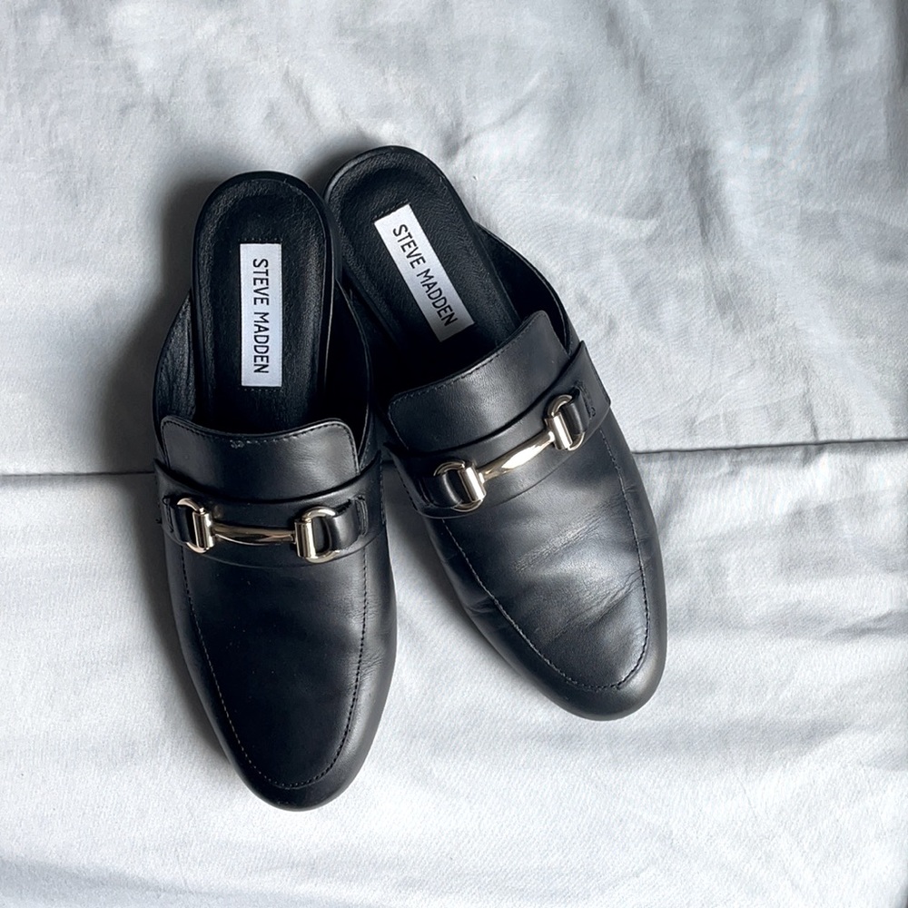 Steve Madden Kandi Black Loafer Slide Mule